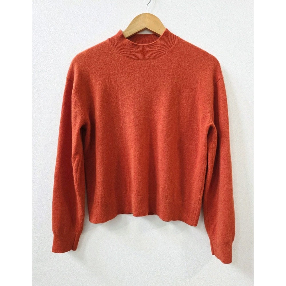 Quince Women's 100% Cashmere Mock Neck Sweater Size Medium Dark Orange